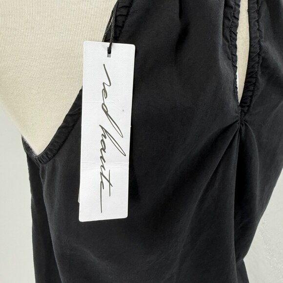 Red Haute Black Halter Top With Embroidered Details & Tie Waist - Picture 4 of 8